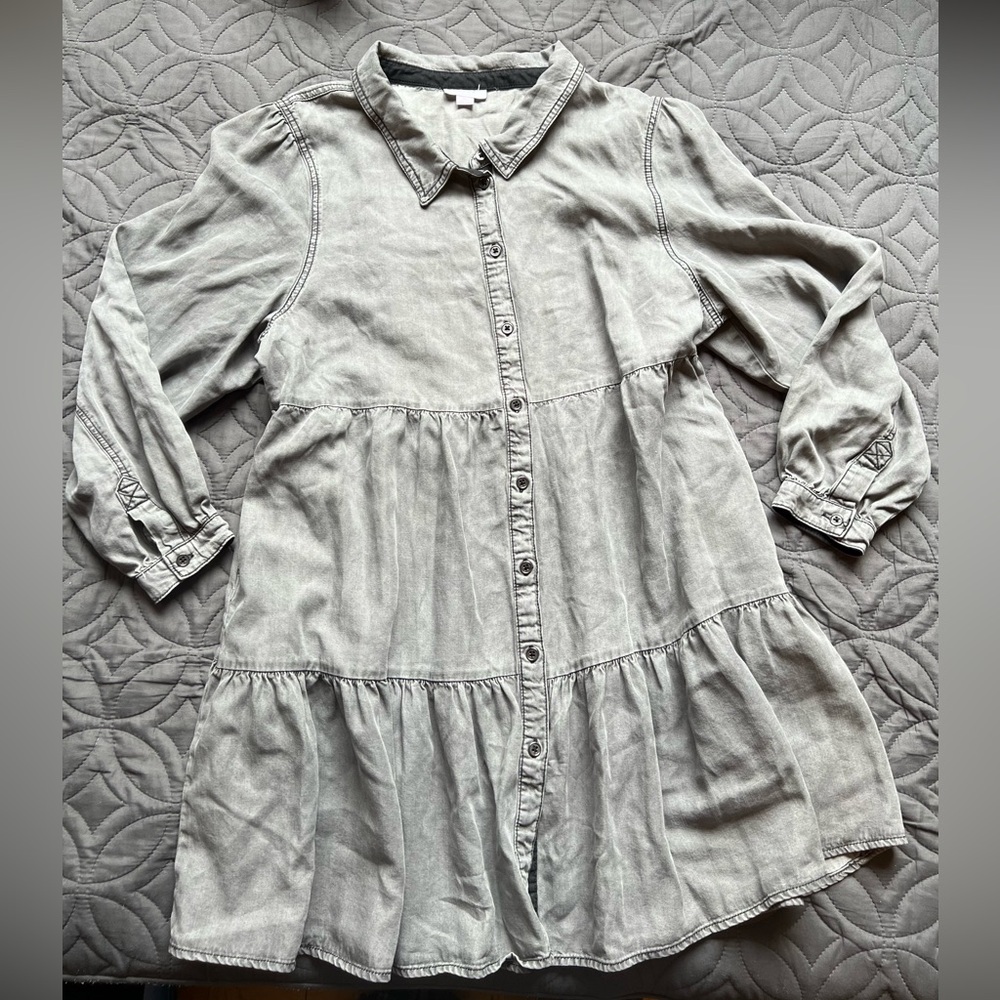 Serra Grey Button-Front Shirt Dress size XL